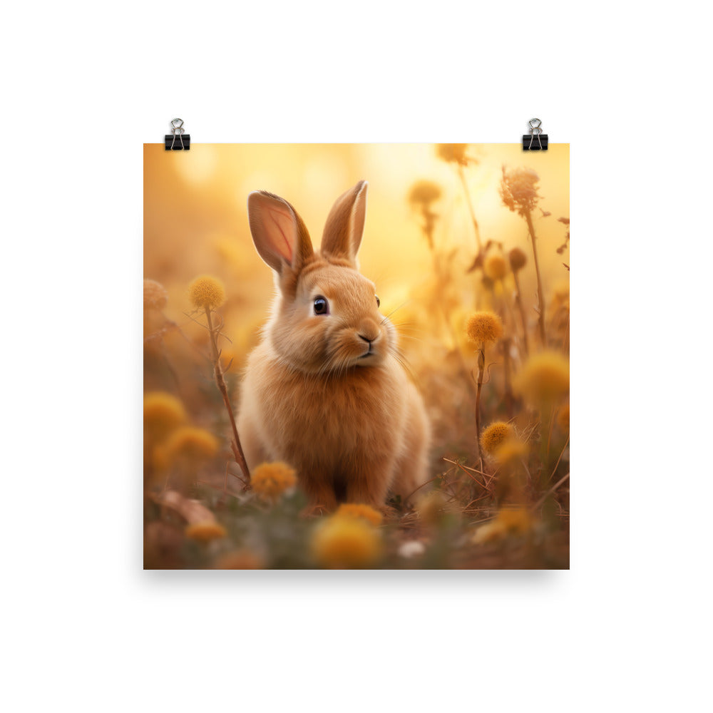 Tan Bunny in a Whimsical Wonderland Photo paper poster - PosterfyAI.com