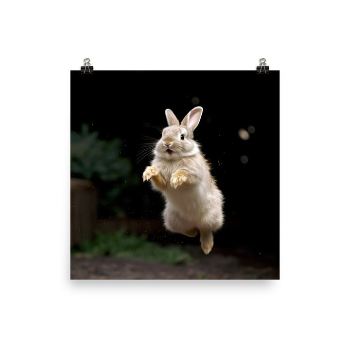 Thrianta Bunny Enjoying a Playful Hop Photo paper poster - PosterfyAI.com