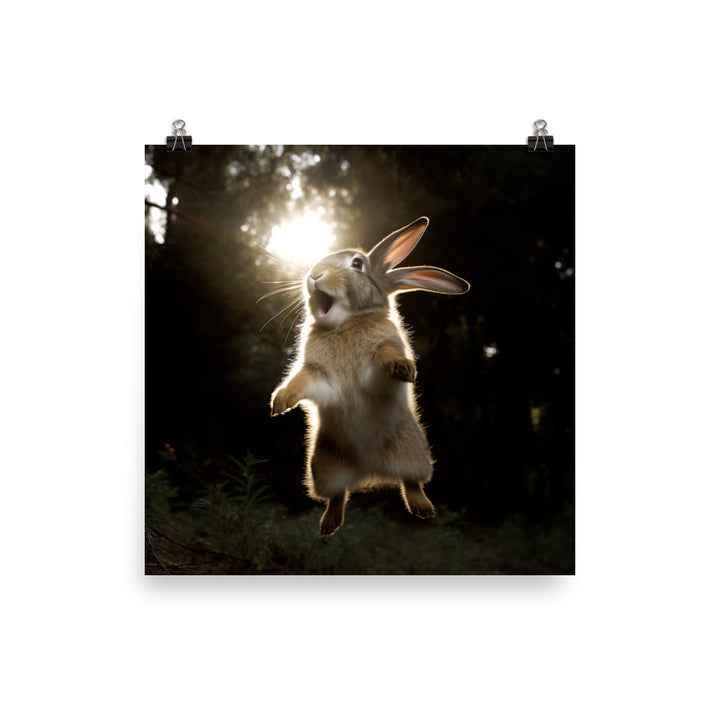 Thrianta Bunny Enjoying a Playful Hop Photo paper poster - PosterfyAI.com