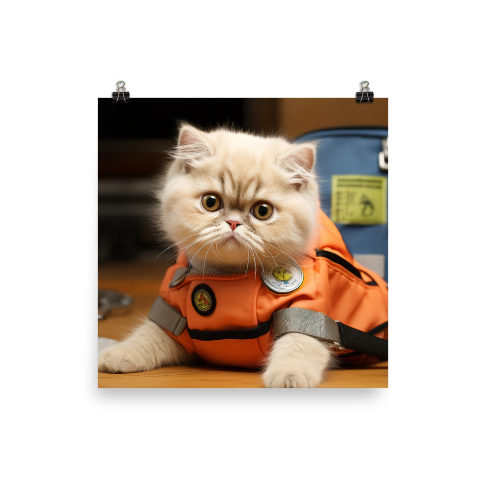 Exotic Shorthair Paramedic Photo paper poster - PosterfyAI.com