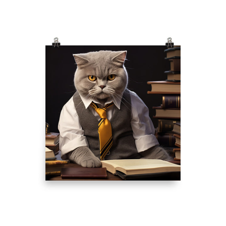 British Shorthair Student Photo paper poster - PosterfyAI.com