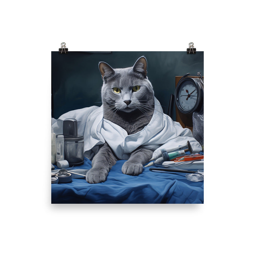Russian Blue Doctor Photo paper poster - PosterfyAI.com