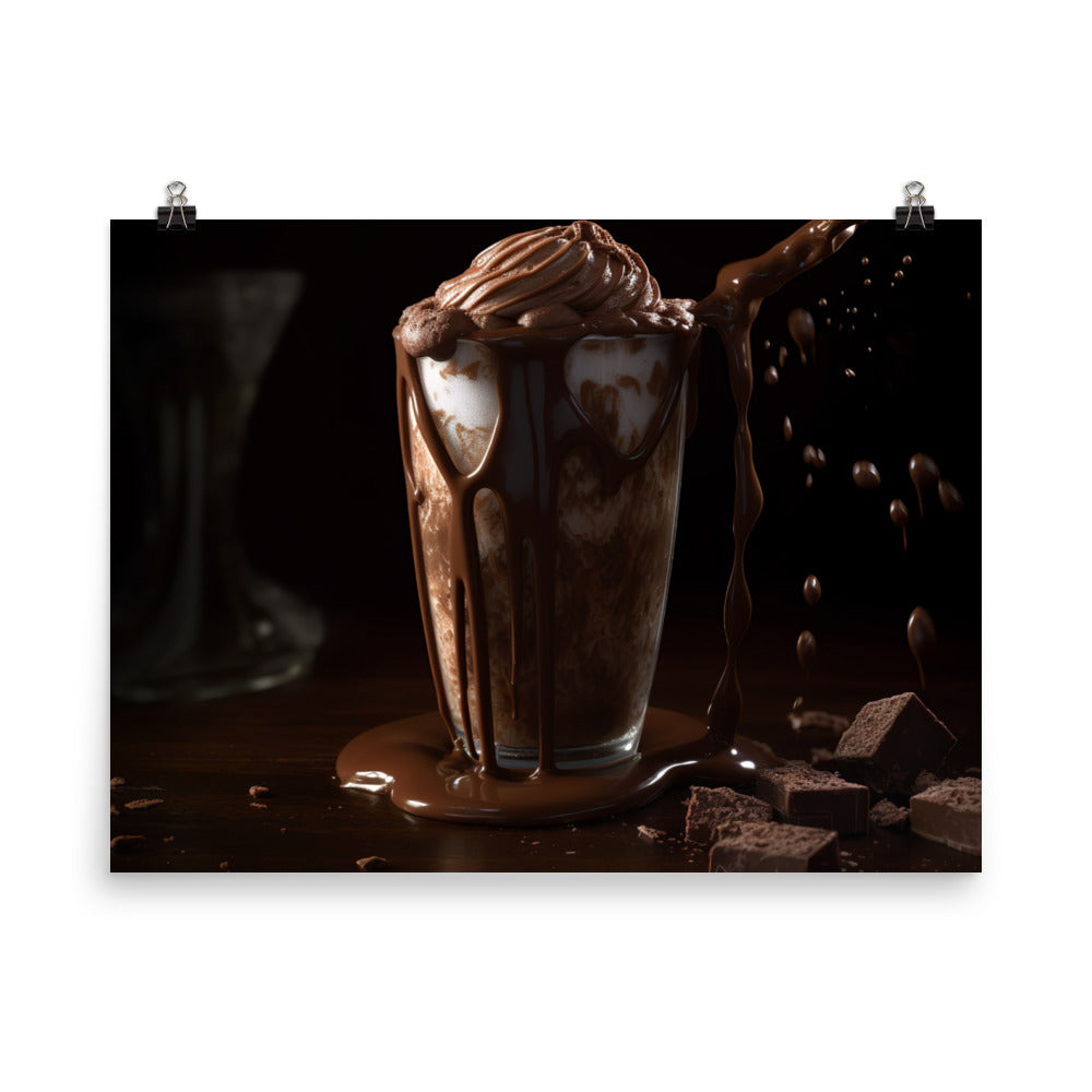 Chocolate fudge brownie milkshake photo paper poster - Posterfy.AI