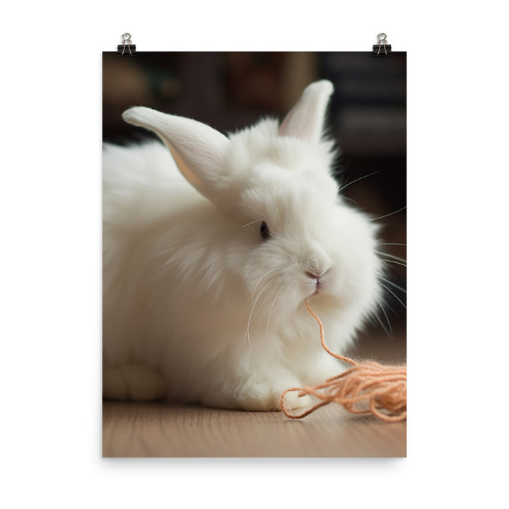 Angora Rabbit Playtime Photo paper poster - PosterfyAI.com