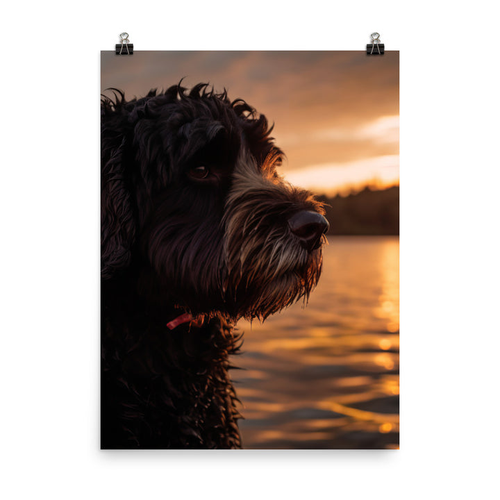 Water Dog at Sunset Photo paper poster - PosterfyAI.com