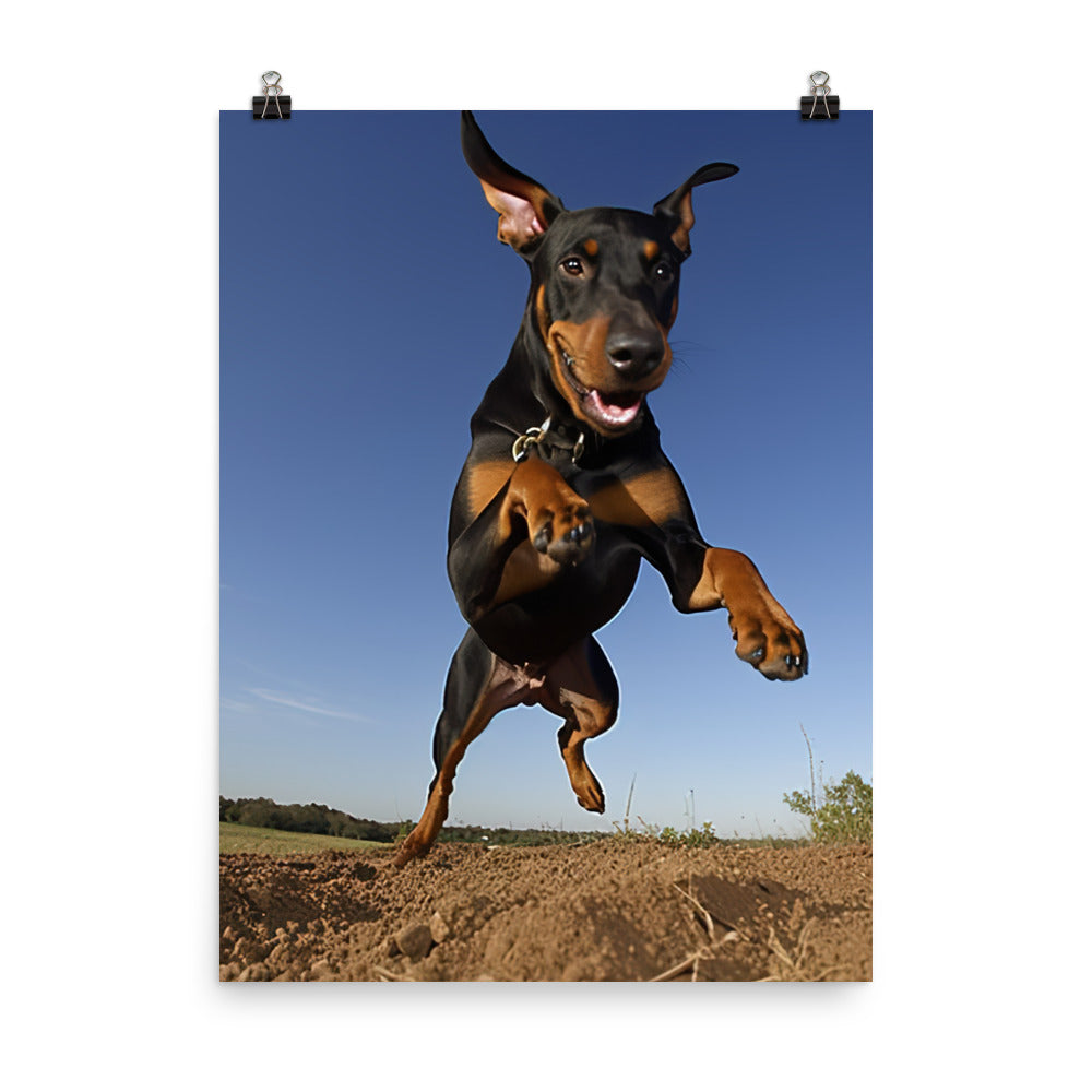 The playful side of a Doberman Pinscher Photo paper poster - PosterfyAI.com