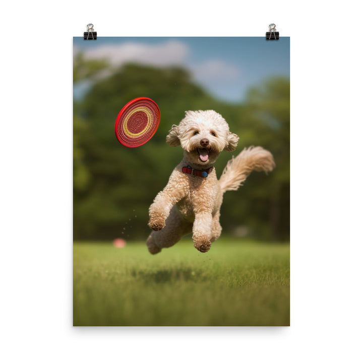 The Playful Poodle in Action Photo paper poster - PosterfyAI.com