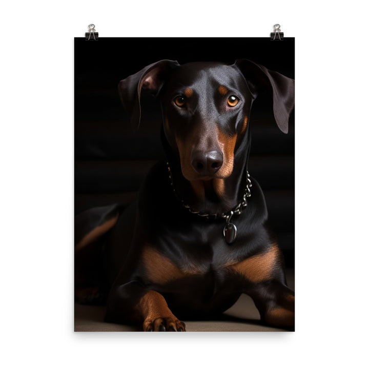 The elegant and regal posture of a Doberman Pinscher Photo paper poster - PosterfyAI.com