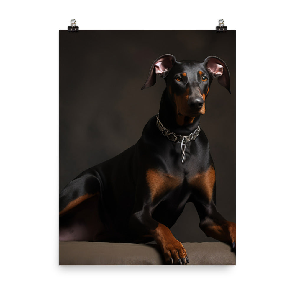 The elegant and regal posture of a Doberman Pinscher Photo paper poster - PosterfyAI.com