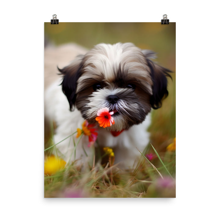 Sweet and Playful Shih Tzu Photo paper poster - PosterfyAI.com