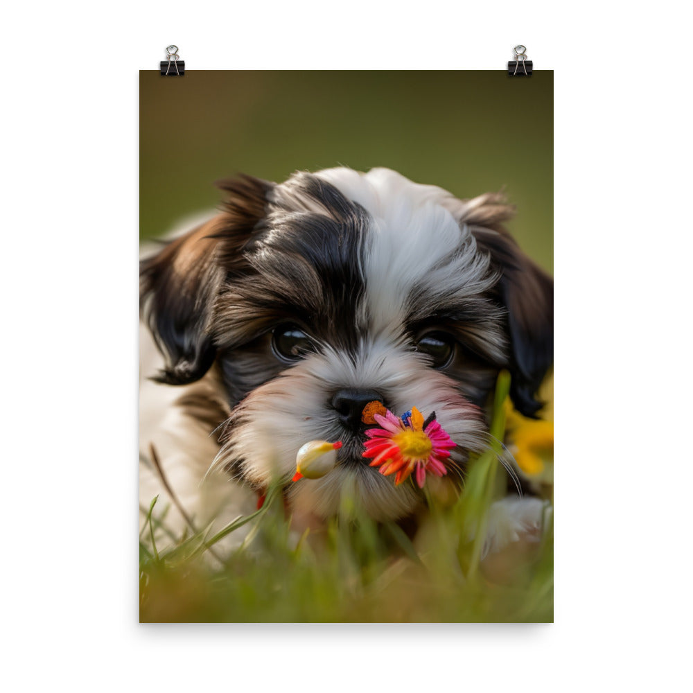Sweet and Playful Shih Tzu Photo paper poster - PosterfyAI.com