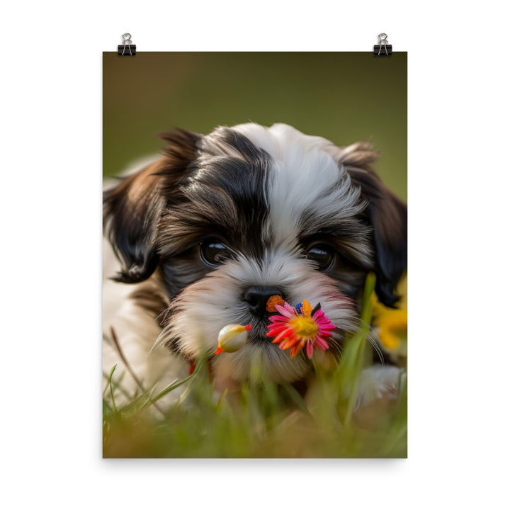 Sweet and Playful Shih Tzu Photo paper poster - PosterfyAI.com
