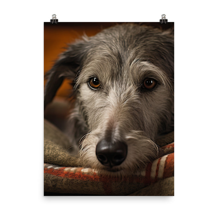 Sleepy Scottish Deerhound by the Fire  Photo paper poster - PosterfyAI.com