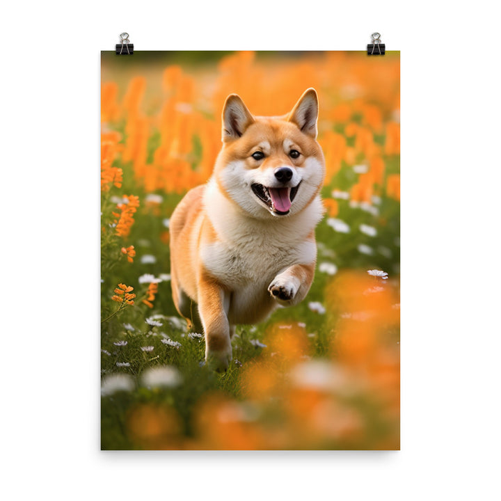 Shiba Inu Running Photo paper poster - PosterfyAI.com