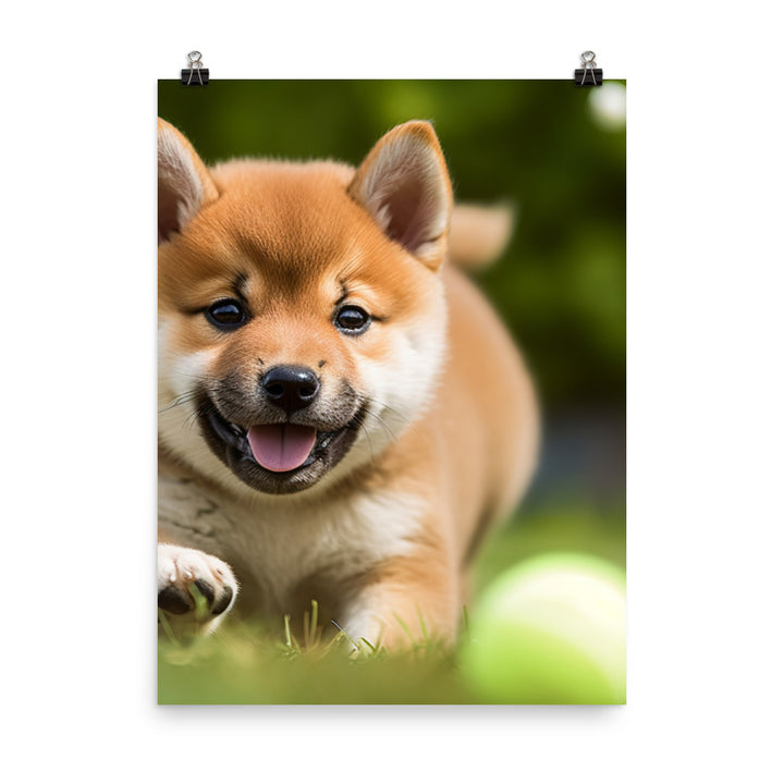 Shiba Inu Pup Playing Photo paper poster - PosterfyAI.com