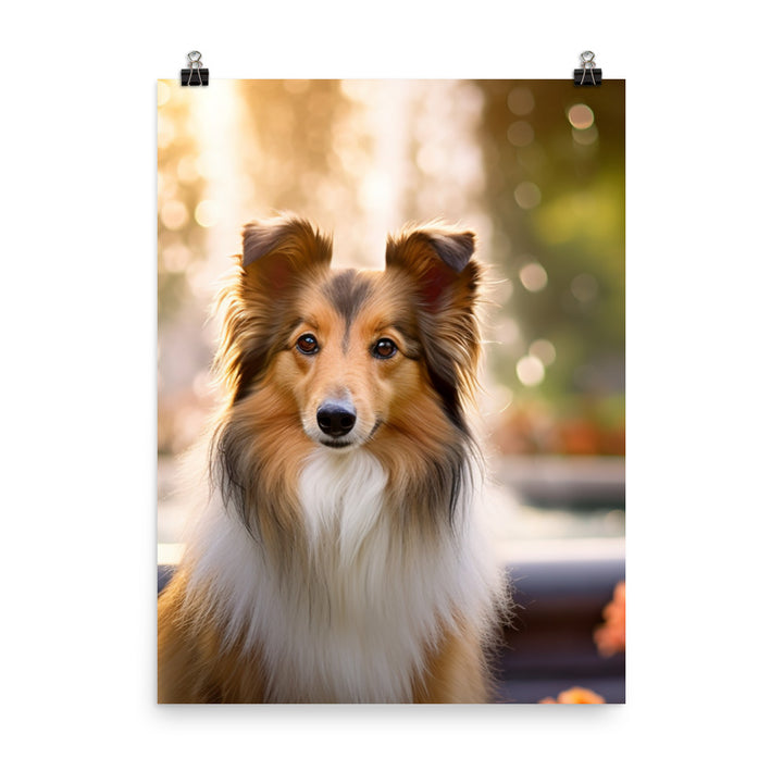 Shetland Sheepdog Posing in the Park Photo paper poster - PosterfyAI.com