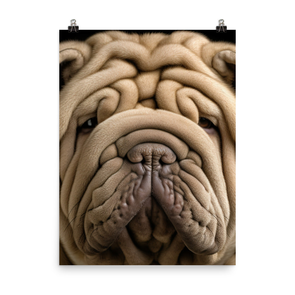 Shar Pei Portrait Photo paper poster - PosterfyAI.com