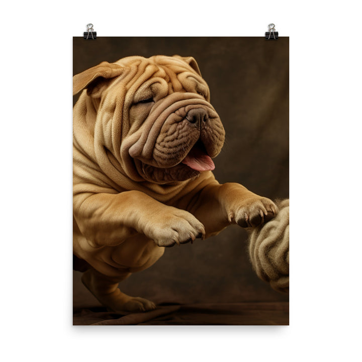 Shar Pei Playtime Photo paper poster - PosterfyAI.com
