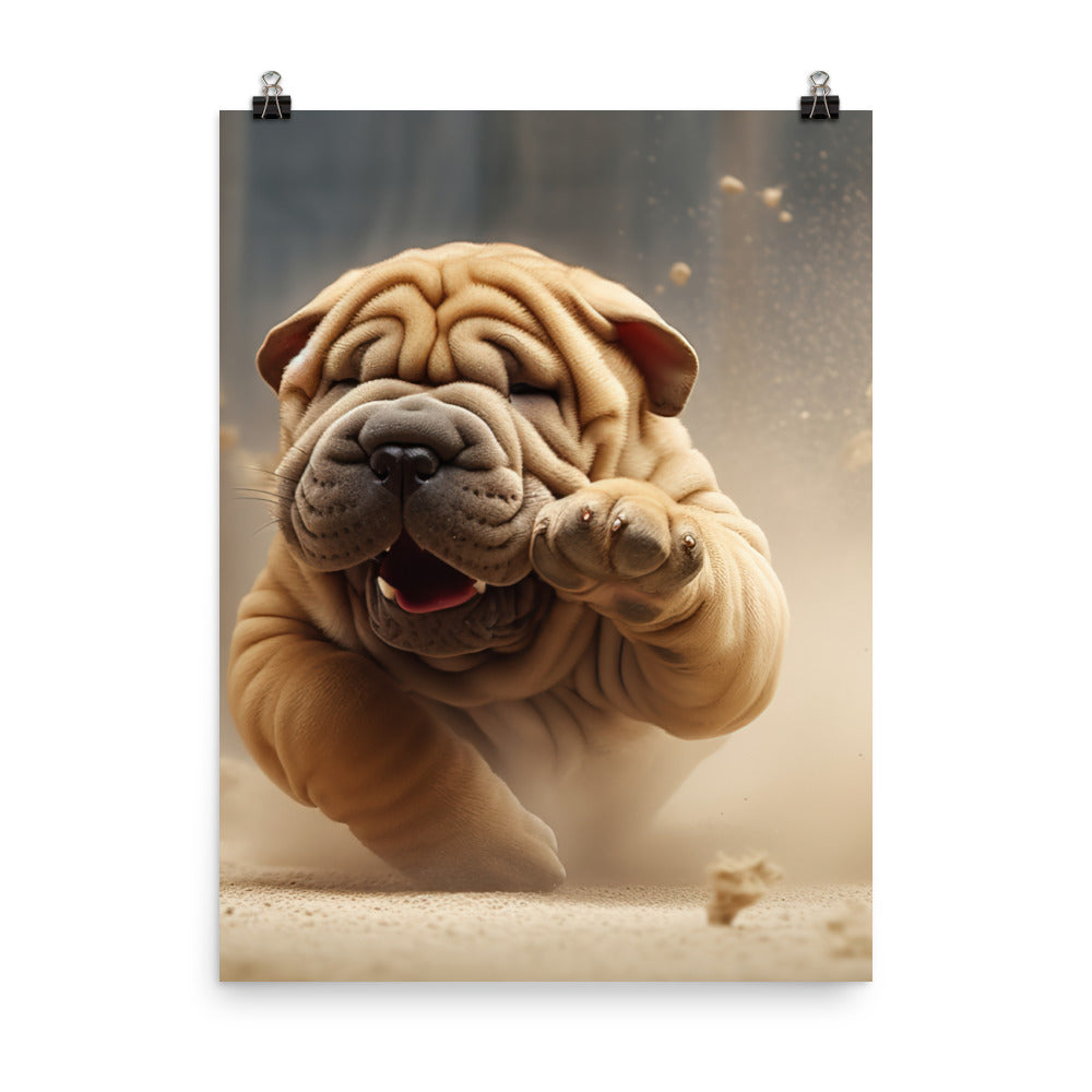 Shar Pei Playtime Photo paper poster - PosterfyAI.com
