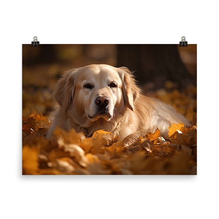 Golden Retriever in the Fall photo paper poster - Posterfy.AI