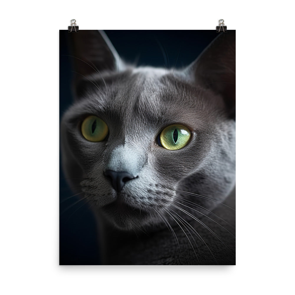 Beauty of Russian Blue Cat Photo paper poster - PosterfyAI.com