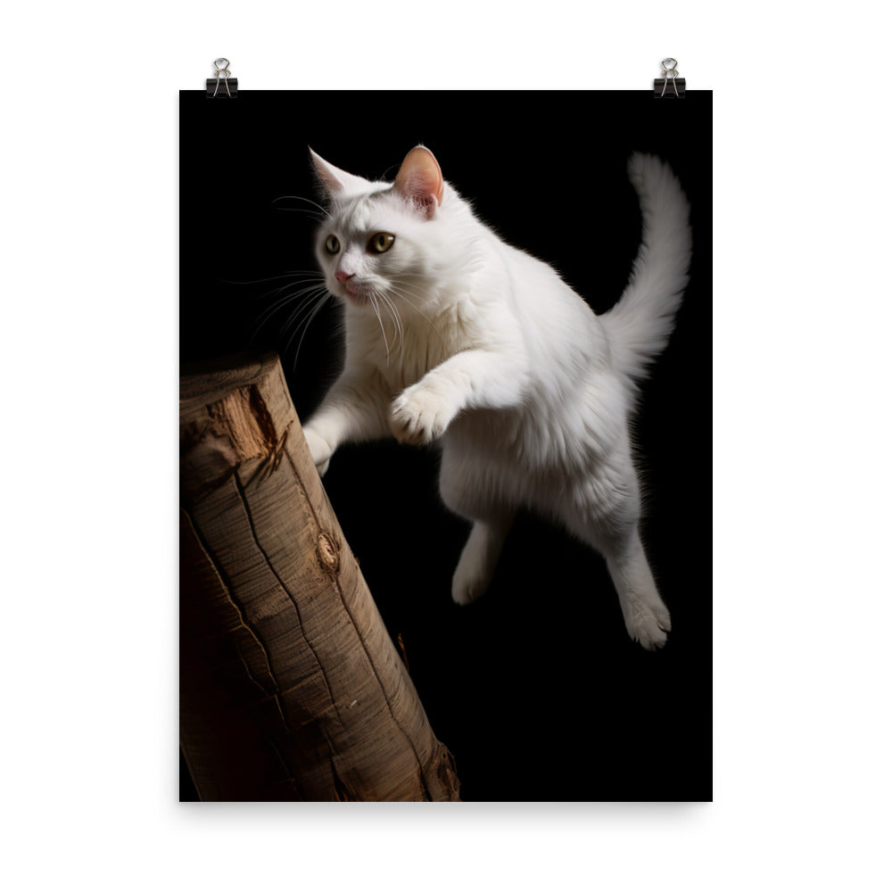 Turkish Van Cat in Action Photo paper poster - PosterfyAI.com