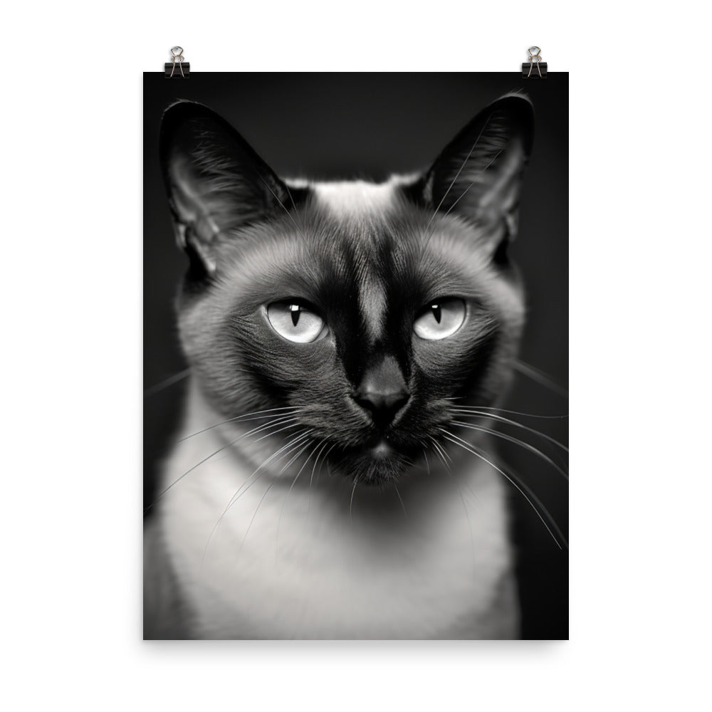 Siamese Charm in Black and White Photo paper poster - PosterfyAI.com