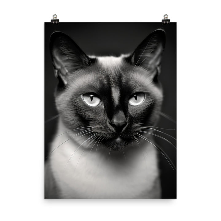 Siamese Charm in Black and White Photo paper poster - PosterfyAI.com
