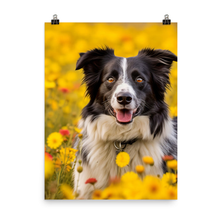 Border Collie in Bloom Photo paper poster - PosterfyAI.com