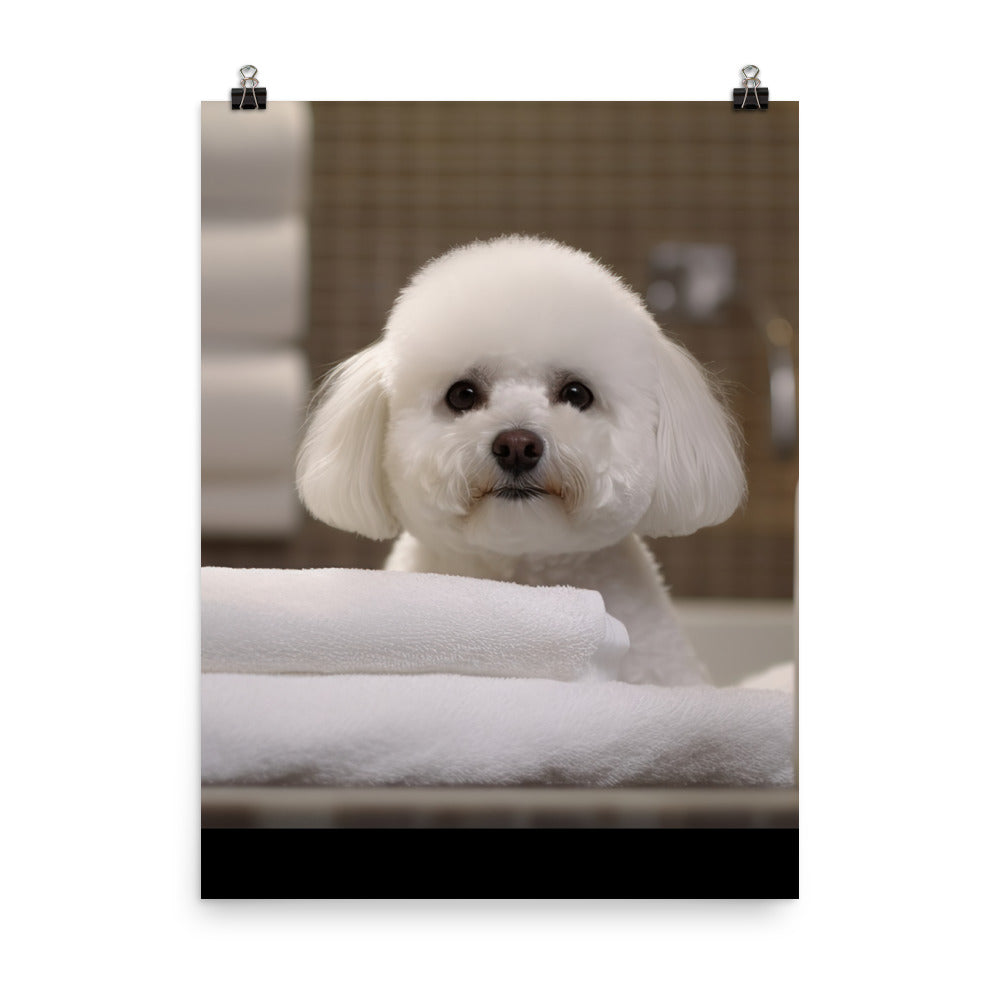Bichon Frise in a Spa Photo paper poster - PosterfyAI.com