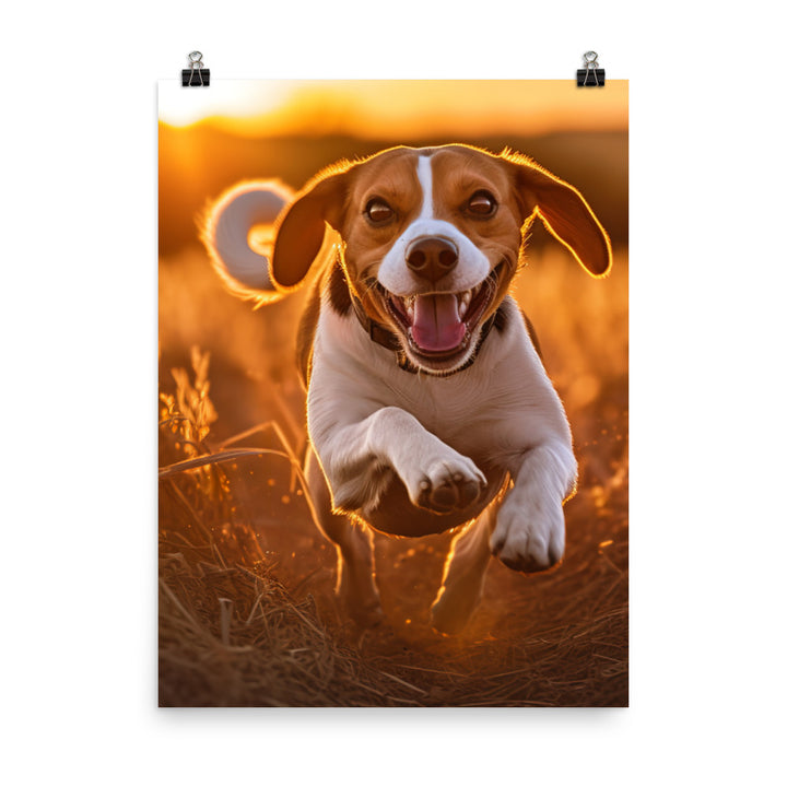 Beagle at play Photo paper poster - PosterfyAI.com