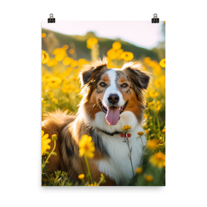 Australian Shepherd sitting Photo paper poster - PosterfyAI.com