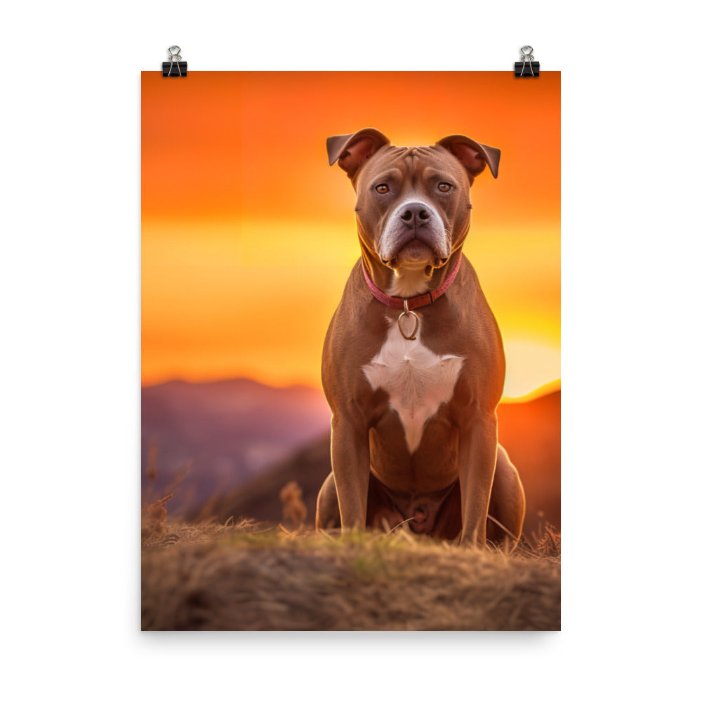 American Staffordshire Terrier at Sunset Photo paper poster - PosterfyAI.com