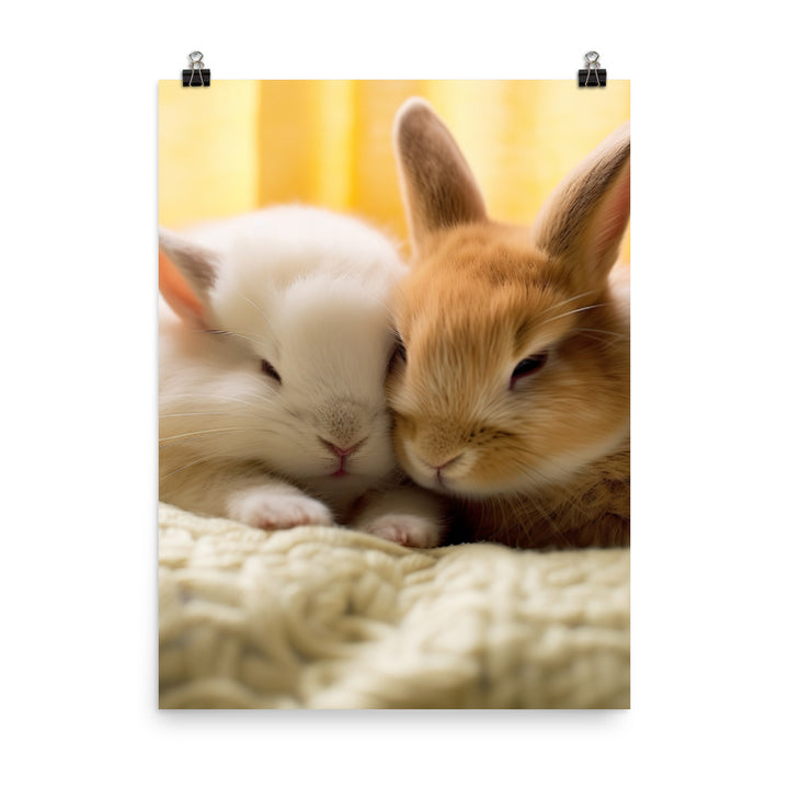 Tan Bunnys Gentle Cuddles Photo paper poster - PosterfyAI.com