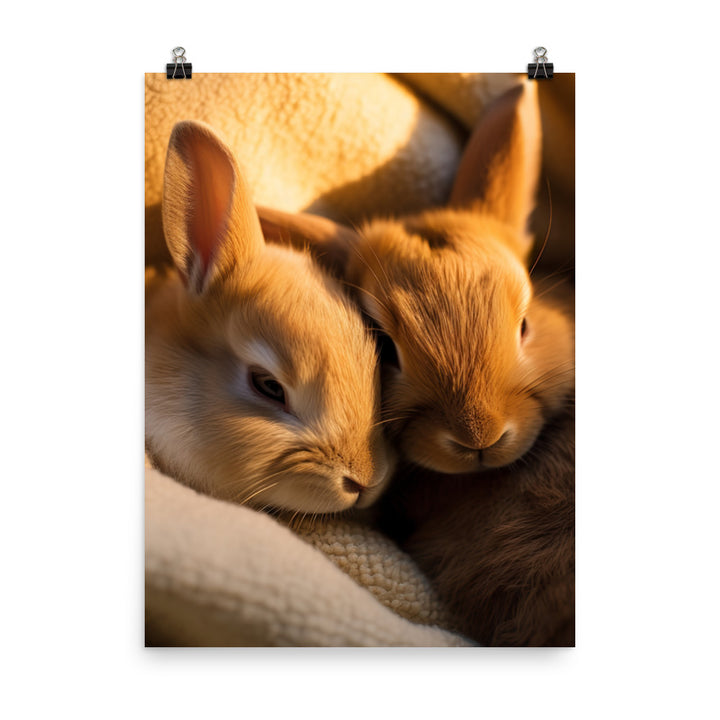 Tan Bunnys Gentle Cuddles Photo paper poster - PosterfyAI.com