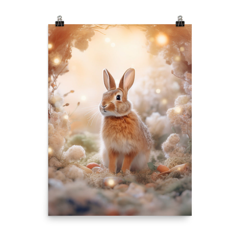 Tan Bunny in a Whimsical Wonderland Photo paper poster - PosterfyAI.com