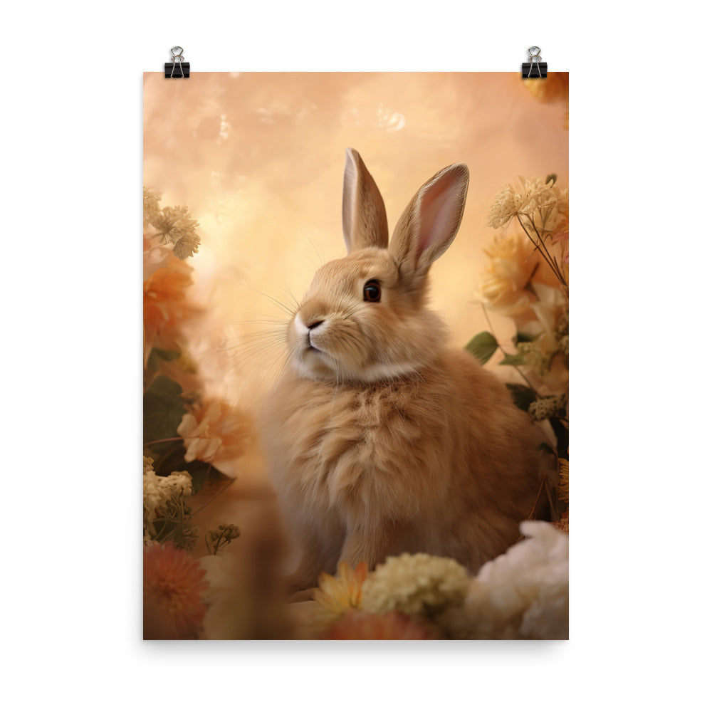 Tan Bunny in a Whimsical Wonderland Photo paper poster - PosterfyAI.com