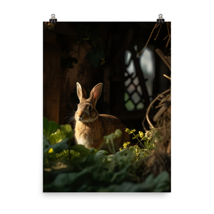 Tan Bunny Amidst Rustic Beauty Photo paper poster - PosterfyAI.com