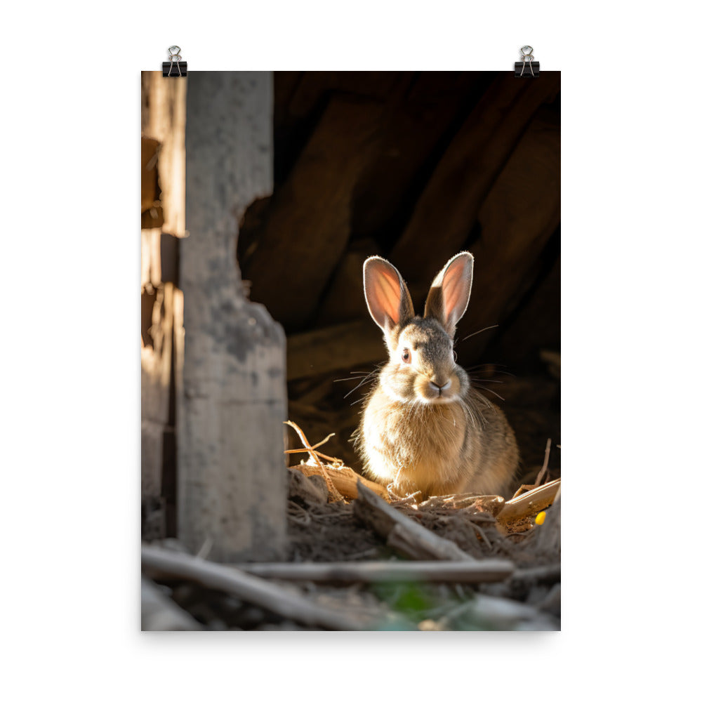 Tan Bunny Amidst Rustic Beauty Photo paper poster - PosterfyAI.com