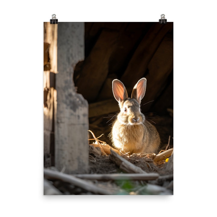 Tan Bunny Amidst Rustic Beauty Photo paper poster - PosterfyAI.com