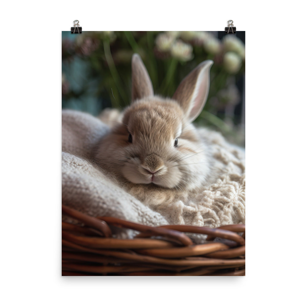 Thrianta Bunny in a Cozy Setting Photo paper poster - PosterfyAI.com