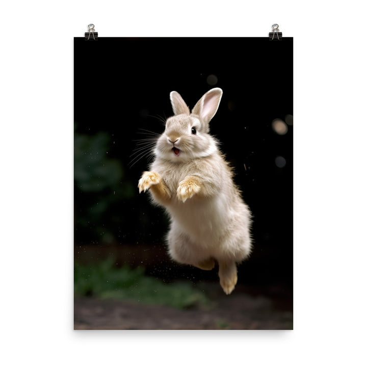Thrianta Bunny Enjoying a Playful Hop Photo paper poster - PosterfyAI.com