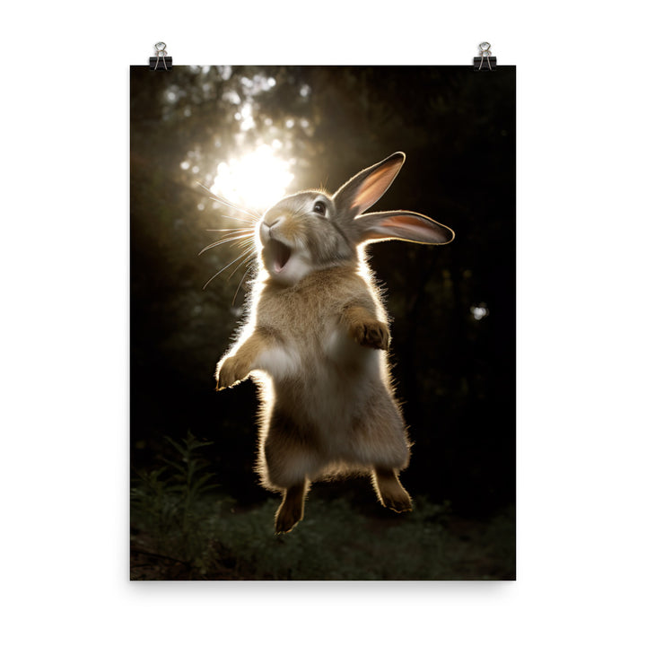 Thrianta Bunny Enjoying a Playful Hop Photo paper poster - PosterfyAI.com