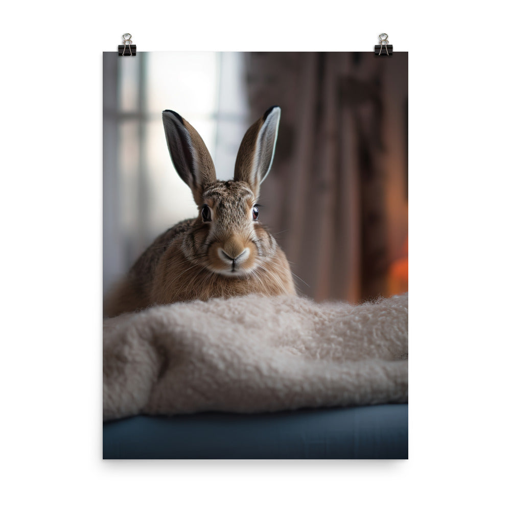 Belgian Hare in a Cozy Setting Photo paper poster - PosterfyAI.com