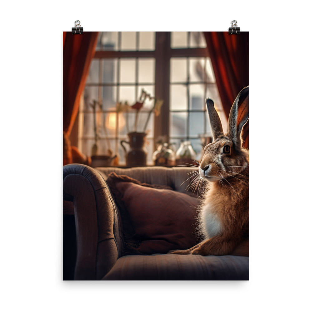 Belgian Hare in a Cozy Setting Photo paper poster - PosterfyAI.com