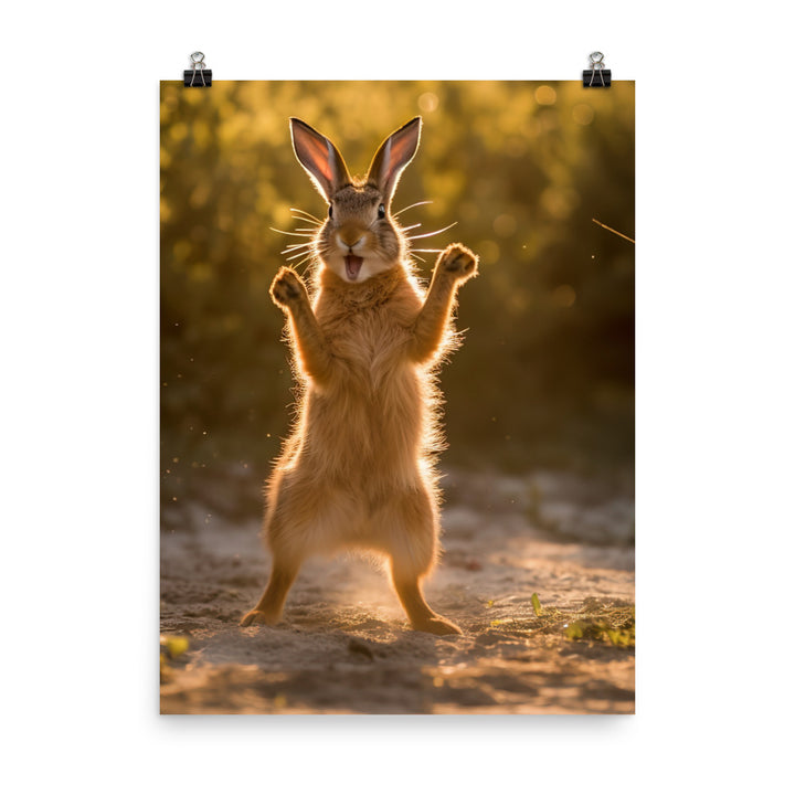 Belgian Hare Enjoying a Playful Hop Photo paper poster - PosterfyAI.com
