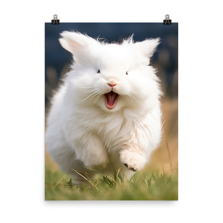 Angora Bunny with a Playful Expression Photo paper poster - PosterfyAI.com