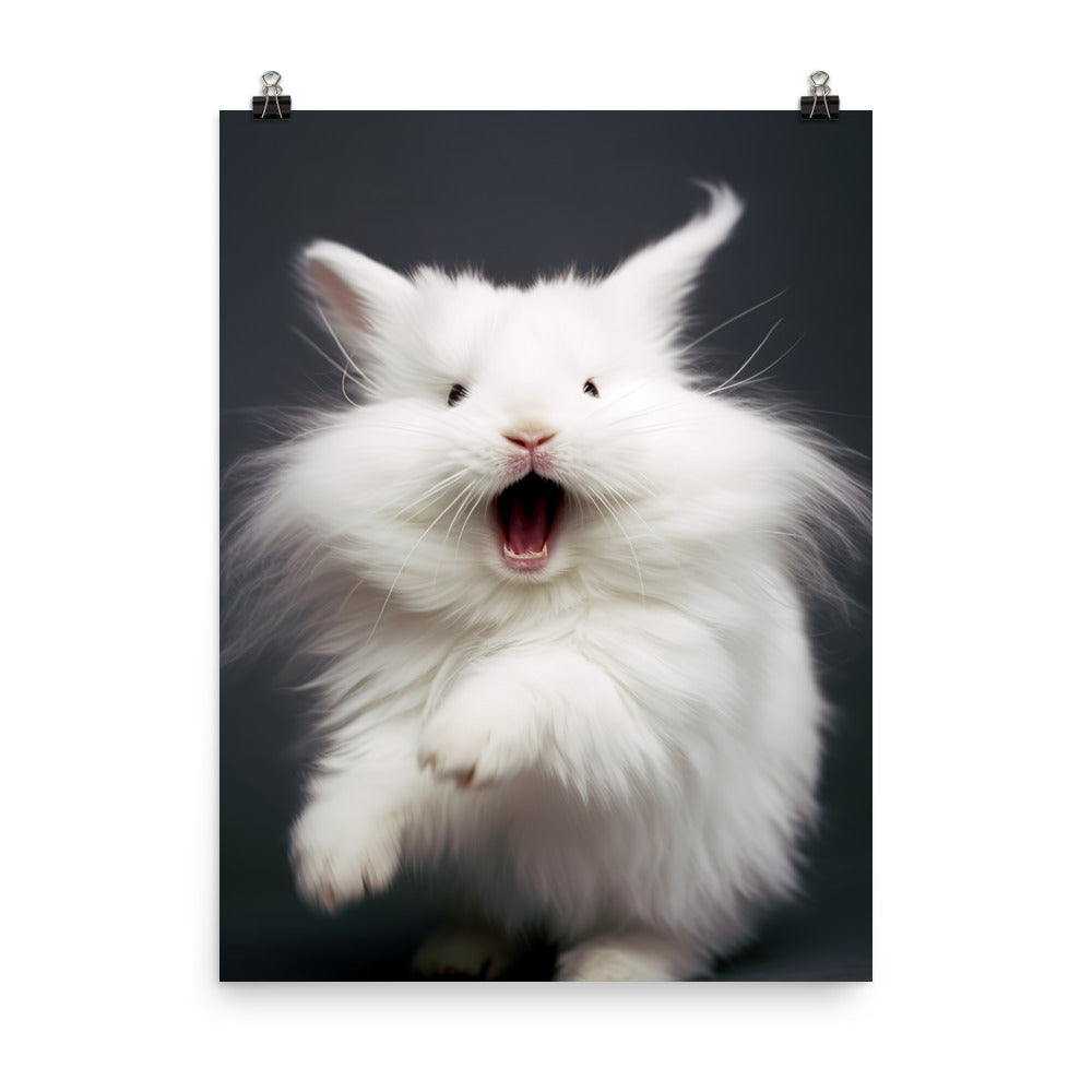 Angora Bunny with a Playful Expression Photo paper poster - PosterfyAI.com