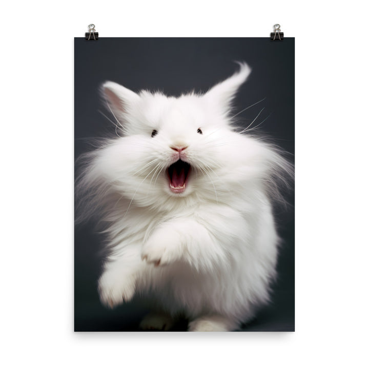 Angora Bunny with a Playful Expression Photo paper poster - PosterfyAI.com