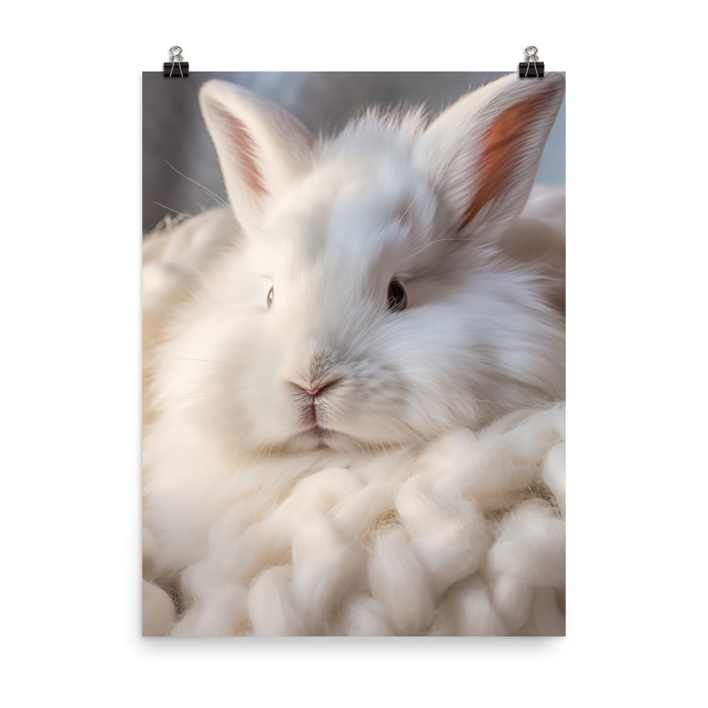 Angora Bunny in a Cozy Setting Photo paper poster - PosterfyAI.com
